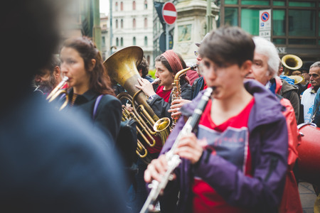 MILAN, ITALY - APRIL 25: celebration of liberation held in Milan on April 25, 2015. People took the streets in Milan to celebrate the 70th anniversary of the liberation of Italy from Nazism and Fascismのeditorial素材