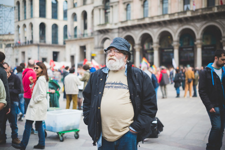 MILAN, ITALY - APRIL 25: celebration of liberation held in Milan on April 25, 2015. People took the streets in Milan to celebrate the 70th anniversary of the liberation of Italy from Nazism and Fascismのeditorial素材