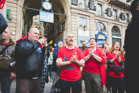 MILAN, ITALY - APRIL 25: celebration of liberation held in Milan on April 25, 2015. People took the streets in Milan to celebrate the 70th anniversary of the liberation of Italy from Nazism and Fascismのeditorial素材