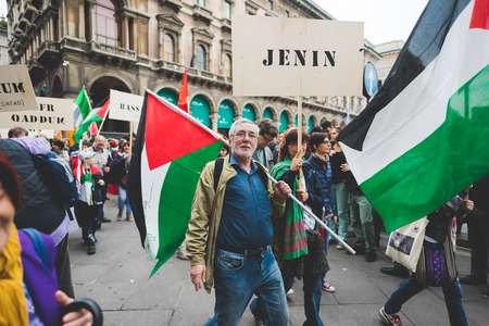 MILAN, ITALY - APRIL 25: celebration of liberation held in Milan on April 25, 2015. People took the streets in Milan to celebrate the 70th anniversary of the liberation of Italy from Nazism and Fascismのeditorial素材