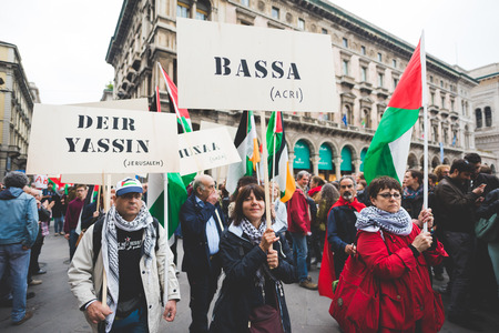 MILAN, ITALY - APRIL 25: celebration of liberation held in Milan on April 25, 2015. People took the streets in Milan to celebrate the 70th anniversary of the liberation of Italy from Nazism and Fascismのeditorial素材