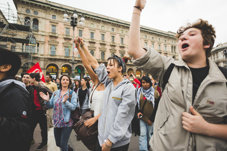 MILAN, ITALY - APRIL 25: celebration of liberation held in Milan on April 25, 2015. People took the streets in Milan to celebrate the 70th anniversary of the liberation of Italy from Nazism and Fascismのeditorial素材