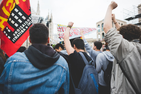 MILAN, ITALY - APRIL 25: celebration of liberation held in Milan on April 25, 2015. People took the streets in Milan to celebrate the 70th anniversary of the liberation of Italy from Nazism and Fascismのeditorial素材