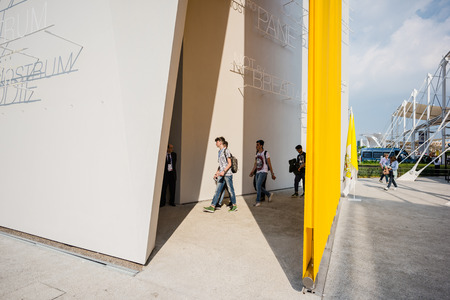 MILAN, ITALY - MAY 27: People visit Expo, universal exposition on the theme of food on MAY 27, 2015 in Milanのeditorial素材