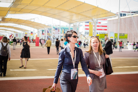 MILAN, ITALY - MAY 27: People visit Expo, universal exposition on the theme of food on MAY 27, 2015 in Milanのeditorial素材