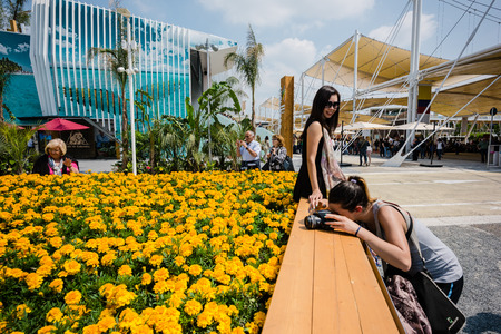 MILAN, ITALY - MAY 27: People visit Expo, universal exposition on the theme of food on MAY 27, 2015 in Milanのeditorial素材