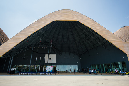 MILAN, ITALY - MAY 27: People visit Expo, universal exposition on the theme of food on MAY 27, 2015 in Milanのeditorial素材