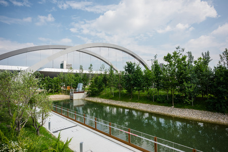 MILAN, ITALY - MAY 27: People visit Expo, universal exposition on the theme of food on MAY 27, 2015 in Milanのeditorial素材