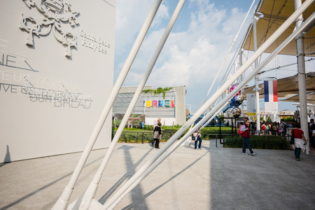 MILAN, ITALY - MAY 27: People visit Expo, universal exposition on the theme of food on MAY 27, 2015 in Milanのeditorial素材