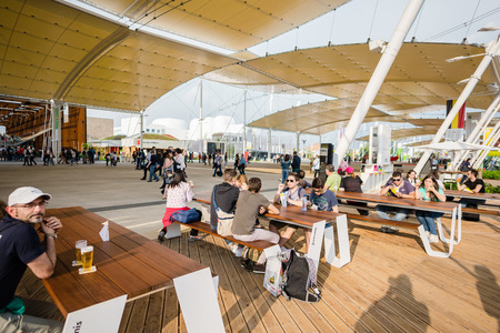 MILAN, ITALY - MAY 27: People visit Expo, universal exposition on the theme of food on MAY 27, 2015 in Milanのeditorial素材
