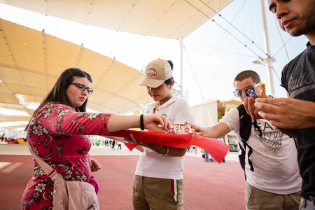 MILAN, ITALY - MAY 27: People visit Expo, universal exposition on the theme of food on MAY 27, 2015 in Milanのeditorial素材