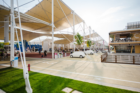 MILAN, ITALY - MAY 27: People visit Expo, universal exposition on the theme of food on MAY 27, 2015 in Milanのeditorial素材