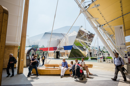 MILAN, ITALY - MAY 27: People visit Expo, universal exposition on the theme of food on MAY 27, 2015 in Milanのeditorial素材