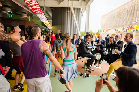 MILAN, ITALY - MAY 27: percussions show at Expo, universal exposition on the theme of food on MAY 27, 2015 in Milanのeditorial素材