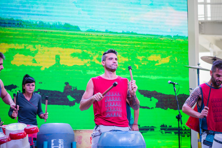 MILAN, ITALY - MAY 27: percussions show at Expo, universal exposition on the theme of food on MAY 27, 2015 in Milanのeditorial素材
