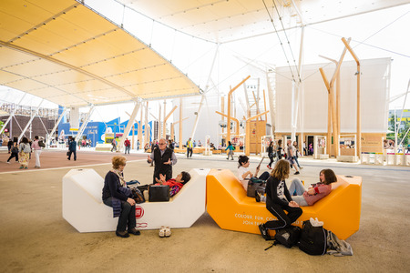 MILAN, ITALY - MAY 27: People visit Expo, universal exposition on the theme of food on MAY 27, 2015 in Milanのeditorial素材