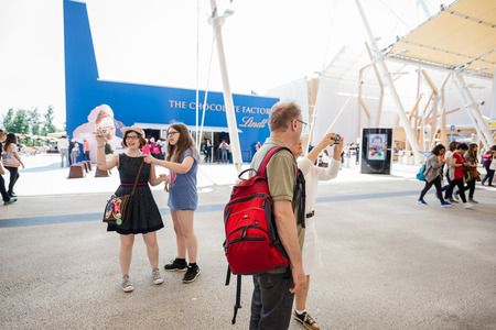 MILAN, ITALY - MAY 27: People visit Expo, universal exposition on the theme of food on MAY 27, 2015 in Milanのeditorial素材