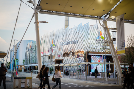MILAN, ITALY - MAY 27: kazakhstan pavillon at Expo, universal exposition on the theme of food on MAY 27, 2015 in Milanのeditorial素材
