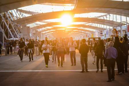 MILAN, ITALY - MAY 27: People visit Expo, universal exposition on the theme of food on MAY 27, 2015 in Milanのeditorial素材