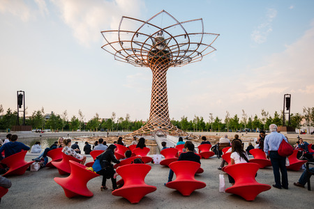 MILAN, ITALY - MAY 27: tree of life at Expo, universal exposition on the theme of food on MAY 27, 2015 in Milanのeditorial素材