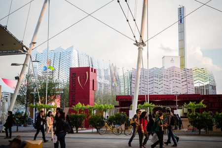 MILAN, ITALY - MAY 27: People visit Expo, universal exposition on the theme of food on MAY 27, 2015 in Milanのeditorial素材