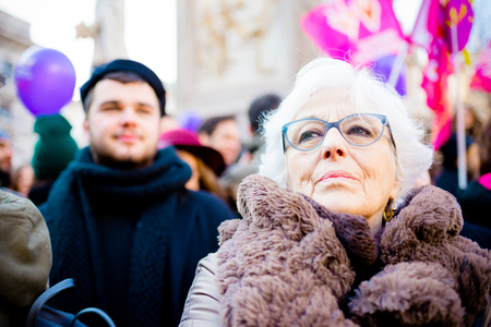 MILAN, ITALY - JANUARY 23: unmarried couples manifestation in Milan on January 23, 2016. people manifestets for unmarried gay, lesbians and heterosexual equal civil rightsのeditorial素材