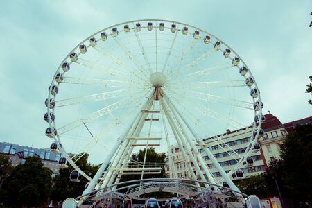 view of Sziget Eye, the Budapest's ferris wheel at the Erzsebet Ter (Elisabeth Square)のeditorial素材