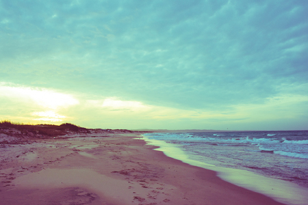 Vintage filtered sardinian seaside during sunset - relax, peaceful conceptの写真素材