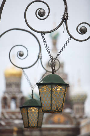 Lanterns  in front of  cathedral.の写真素材