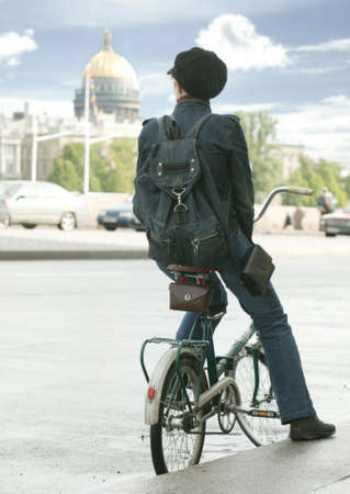 cyclist in the cityの写真素材