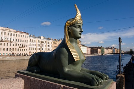 St. Petersburg. Fontanka River Embankment. Egyptian bridge. Sphinx.の写真素材