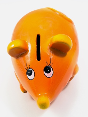 Ceramic moneybox. Toy mouse. On a white background.の写真素材