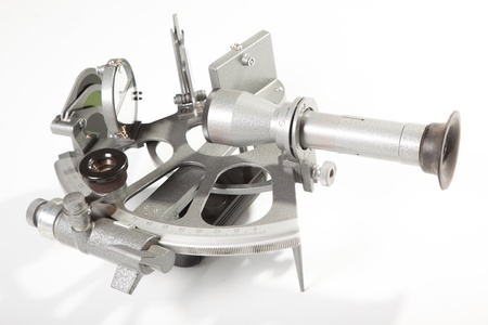 A sextant is an instrument used to measure the angle between any two visible objects の写真素材