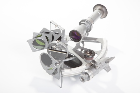 A sextant is an instrument used to measure the angle between any two visible objects の写真素材
