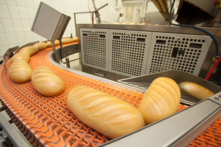 Bread bakery food factory. White bread. loafの写真素材