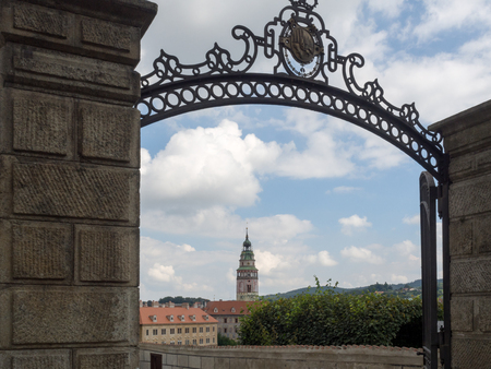 ÄeskÃ½ Krumlov, Czech Republic - August 30 2016. 
View over Cesky Krumlov in Bohemia, Czech Republic, Europe.のeditorial素材