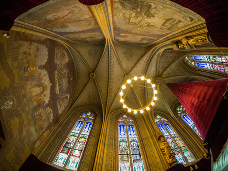 Budapest, Hungary - March 22 2017. The interior of Matthias Church, one of the famous attractions in Hungary. It is located in the area of Hungary Castle which also near Fisherman's Bastion.のeditorial素材