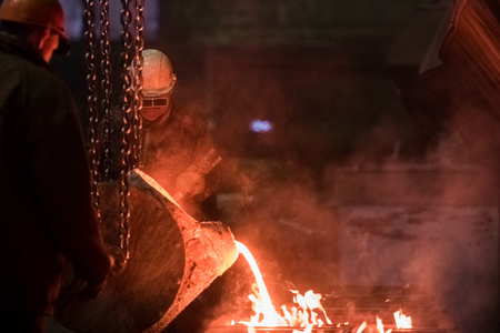 Saint Petersburg, Russia - December 13 2018. 
Workers in the smelting shop.
