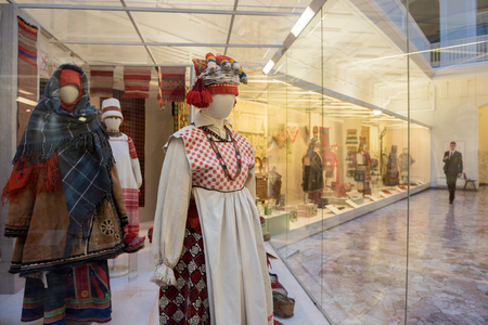Saint Petersburg, Russia - December 14 2015. 
Interior of Russian Museum of Ethnography. Tourists visiting the permanent exhibition of the museum.のeditorial素材