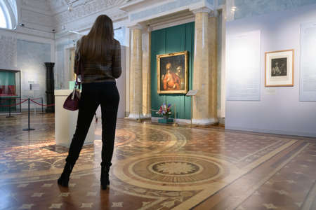 Saint Petersburg, Russia. 4 October 2019. 
NewsState Hermitage Museum. Apollon Hall. The year of Rembrandt in Russia. Exhibition `The Fall of Haman`: Rembrandt's Painting in the Mirror of Time`.
Â© Anton Veselov/Alamy Liveのeditorial素材