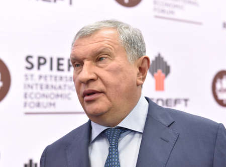 Saint Petersburg, Russia - June 2 2017. 
Igor Sechin - President, Chairman of the Management Board, Vice-chairman of Board of directors of Rosneftのeditorial素材