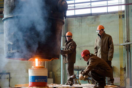 Saint Petersburg, Russia - August 17 2016. 
Workers in Russian power machine building plant...