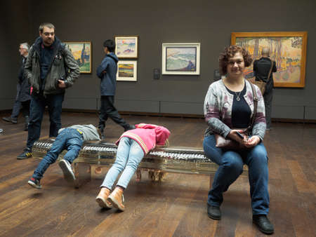 Paris, France - March 19 2019. 
Interior of the Musee d'Orsay in Paris, France. The museum houses...