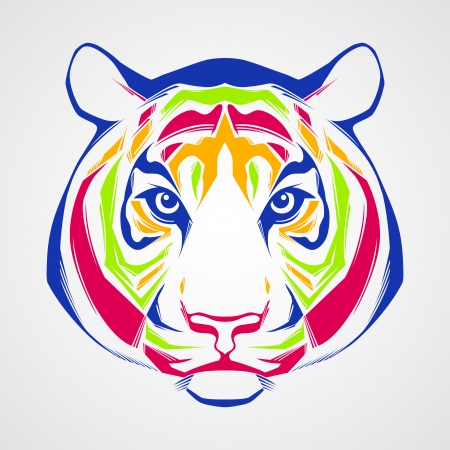 Creative color illustration of tiger head のイラスト素材