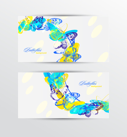 Colorful banners with butterflyのイラスト素材