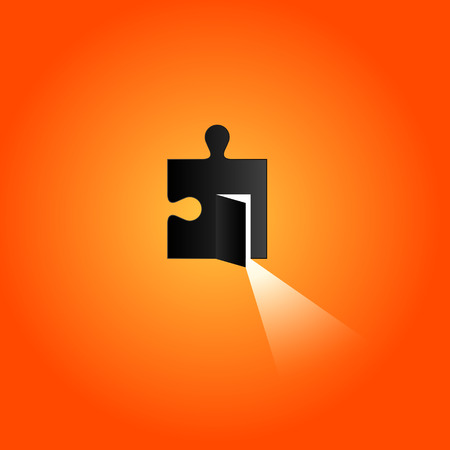Opened door with bright light  Puzzle のイラスト素材