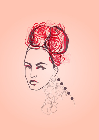 The young woman with roseのイラスト素材