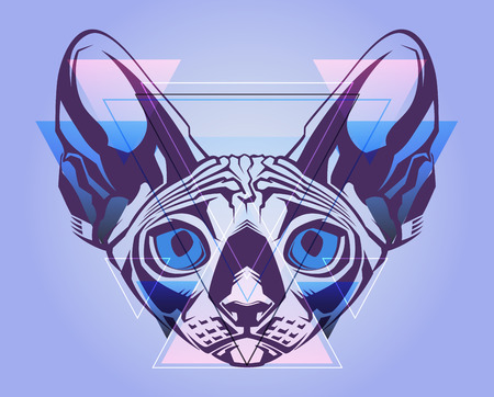 Creative illustration of a cat in a hipster styleのイラスト素材