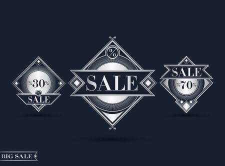 Vector vintage sale labels set design elementsのイラスト素材