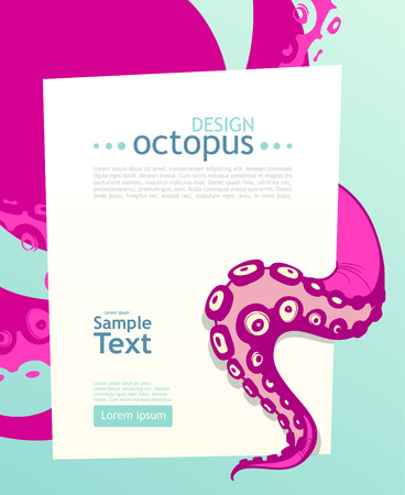 Bright octopus. Flyer design templateのイラスト素材